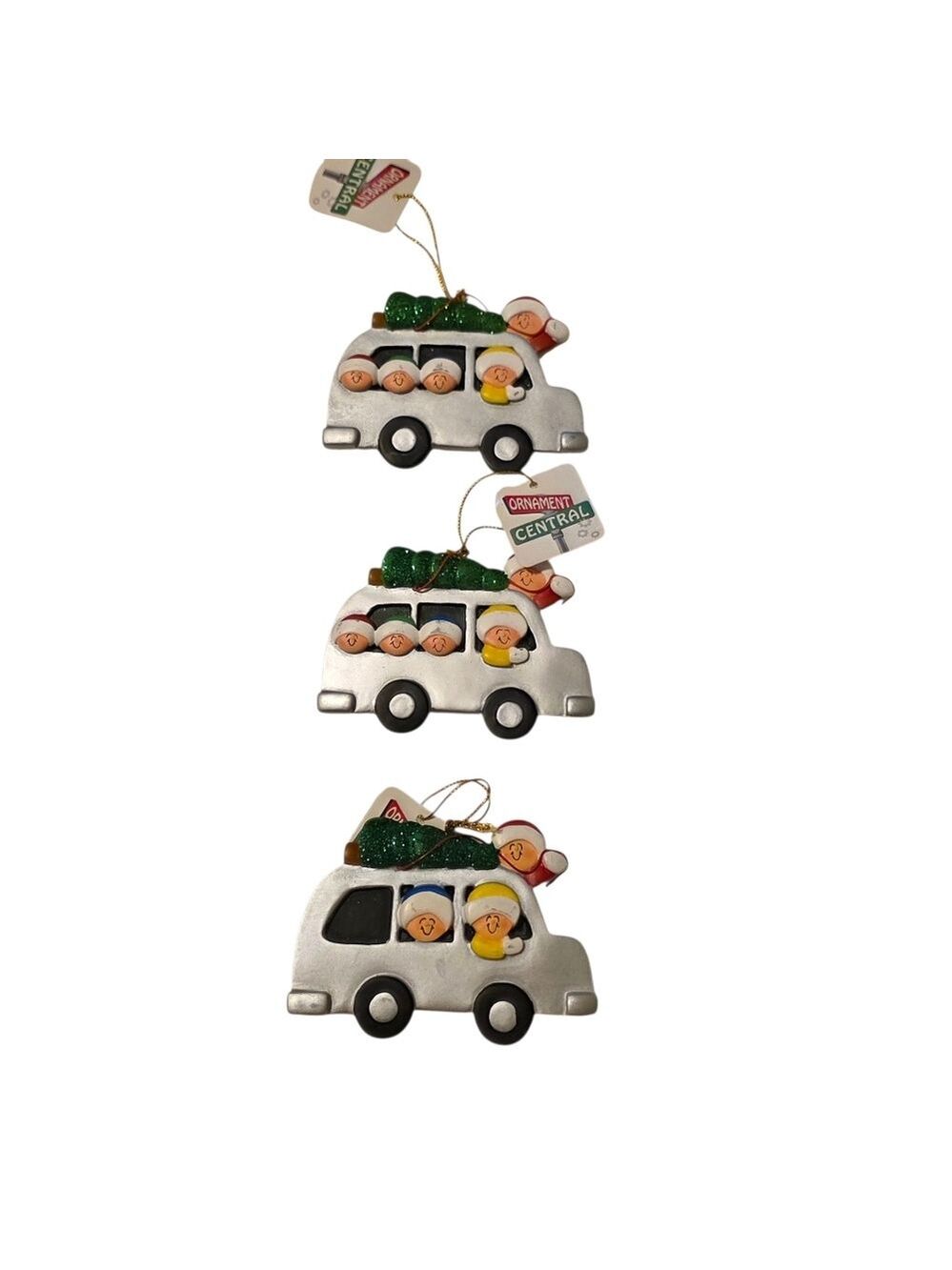 Christmas Car FAMILY Ornaments with Tree On Top